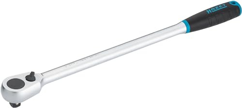 Hazet HiPer Feinzahn-Umschaltknarre 916HPL I Vierkant 1/2 Zoll I 90 Zähne I 4 Grad Betätigungswinkel I extra lang: 415 mm