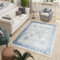 TAPISO Valley Teppich Kurzflor Weiß Grau Blau Rahmen Ornamental Used Effekt Meliert Verwischt Vintage Wohnzimmer Schlafzimmer ÖKO-TEX 120 x 170 cm