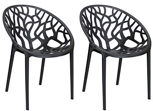 Totò Piccinni Sedie Poltroncine JUNGLE in Polipropilene Moderne Design Impilabili (Nero, 2 Pz)