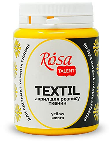 Krevo Art Stofffarbe gelb, Textilfarbe, 80 ml gelbe Stoffmalfarbe waschmaschinenfest für helle und dunkle Stoffe, Einfaches auftragen und leichte Fixierung