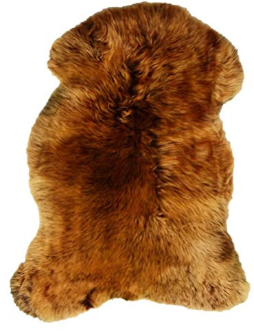 Moro-Design Skandinavisches Merino Lammfell Schaffell Leder Fell Teppich Caramel Karamell (111-120cm)