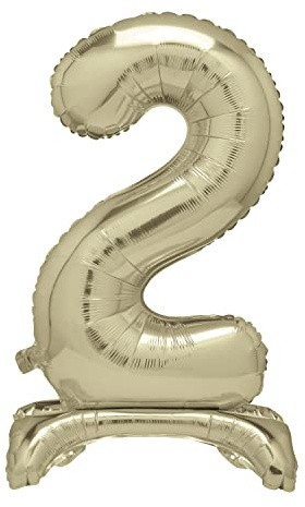 Unique Gold Standing Number 2 Foil Balloon 30, Packaged