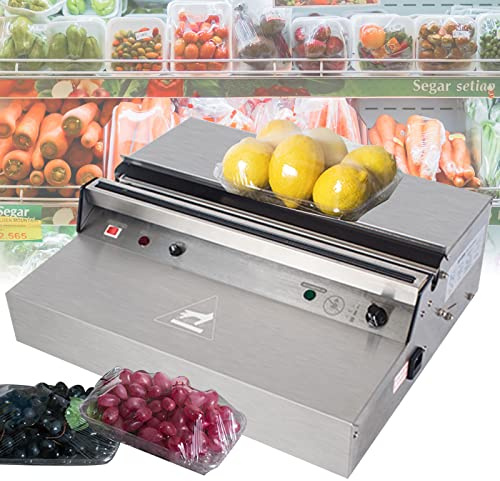 Anatole Confezionatrice per Film per Alimenti Freschi Commerciale Acciaio Inossidabile 450mm Macchina per Tagliare e Sigillare Pellicola Elettrica con Piastra Riscaldante Incorporata per Supermercati