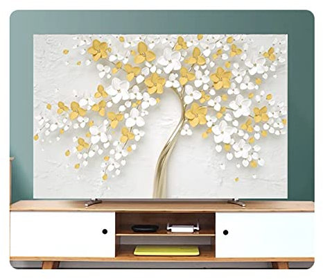 Uvency 85In Hanging Desktop Curved Screen Universal Tv Cover Dust Cover Cloth Indoor Cover Type Tv Screen Protector Bedroom Living Room Decoration Television/A349/85In