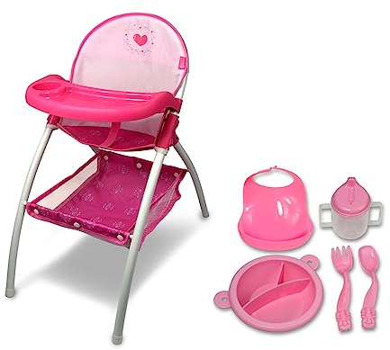 ANIVIA Baby Puppenhochstuhl, Hochstuhl für Puppen bis zu 16'' mit Essteller Spielzeug