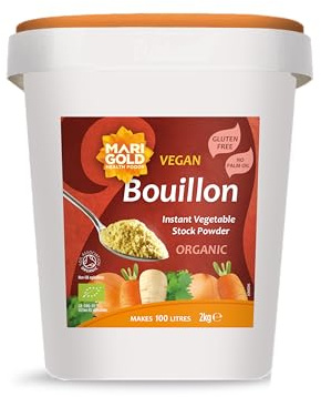 Marigold Organic Vegetable Bouillon Powder, 2kg – Instant Vegan Stock Powder, Natural Ingredients, Low Calories – Ideal for Soups, Stews & Sauces.