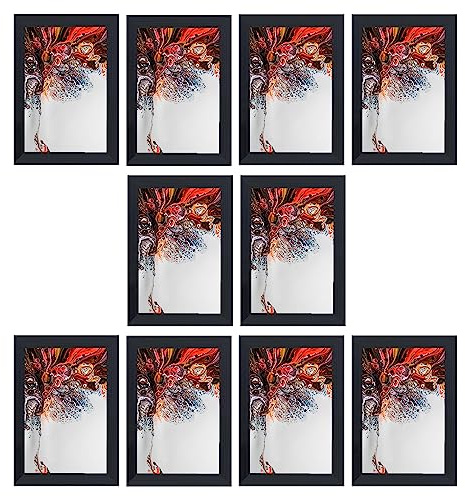 M1SS (Set of 10 Classic Design 4 x 6 Inches Photo Frame Glass Front Window Black Colour Frame Sleek Design Amazing Collection Of Small Picture For Home Office (Wall Hanging & Tabletop)