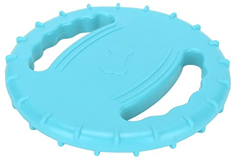 Hztyyier Disque Volant pour Chien, Dents Flexibles Grinçantes Nettoyant Disque Volant Jouet de Sport pour Chien en Caoutchouc Naturel Léger pour Lac (Bleu Ciel)