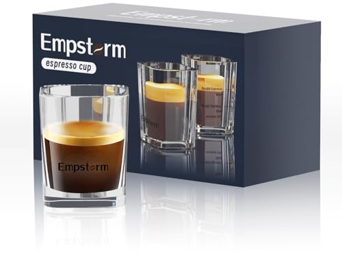 Espressokoppar i glas, isolerat glas, kaffekoppar, transparenta borosilikatglas koppar, lätt, lämplig för varma/kalla drycker, set med 2