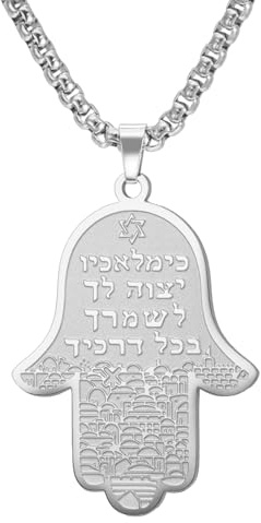 EUEAVAN Collier main de Fatma pour femme - Pendentif hébreu - Étoile de David - Israël Allah Judaïsme - Bijou religieux - Amulette de Fatma islamique pour homme, Acier inoxydable, Pas de gemme