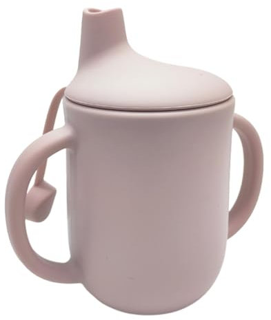 Jiimhte Vaso de silicona de 150 ml con tapa de pajita, vaso de aprendizaje de silicona prueba de fugas con doble mango, vaso para bebés y niños, taza con pico para bebidas calientes y frías