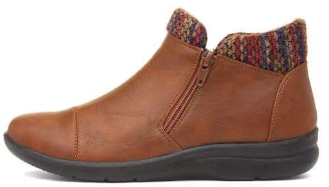 Cushion Walk Grace Womens Tan Zip Up Ankle Boot - Size 7 UK - Brown