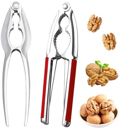 GxDxmBd 2 PCS Schiaccianoci,Acciaio Inox schiaccianoci,Noce Pinze,con Impugnatura Antiscivolo,Schiaccianoci Multifunzione,Schiaccianoci in Metallo,per Noci，mandorle，nocciole，Frutti di Mare (B)