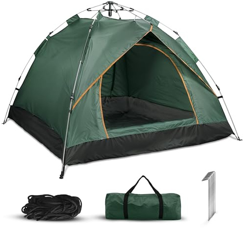Qisan Tente hydraulique à dôme automatique pour 3 à 4 personnes avec sac de transport, tente facile à installer, tente sauvage, tente de camping bon marché
