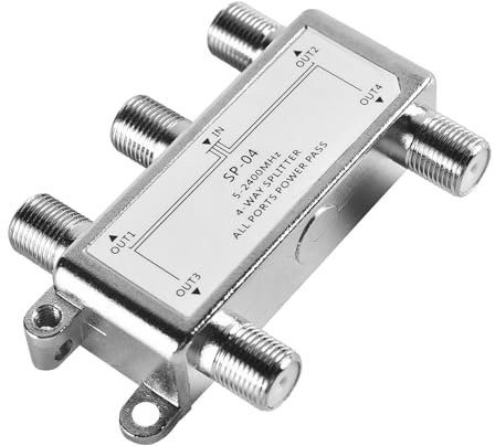 SAT/BK Splitter, 5-2400 MHz 4-Fach Splitter (4-Wege) Satelliten-Verteiler für TV & Radio, HDTV/UHD 4K, DVB-S/S2, DVB-T/T2, DVB-C/C2, SAT Splitter 4 Ausgänge