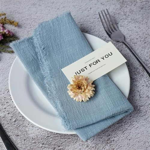 6 Pezzi Tovaglioli Stoffa 42 X 42cm Tovaglioli in Cotone Riutilizzabili Tovaglioli di Stoffa Morbidi e Confortevoli in Cotone con Frangia per la Decorazione Della Tavola, Matrimonio, Cena (Blu)