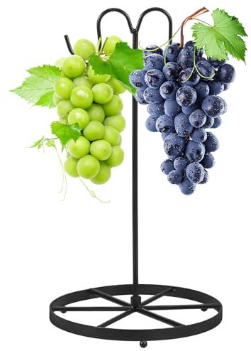 Banana Rack Banana Holder Stand Banana Holder with Hook & Stable Base Rust-Proof Metal Banana Hanger Multifunctional Banana Tree Stand for Fruit Micro Landscape Decorations Key Cookware(Double hook)