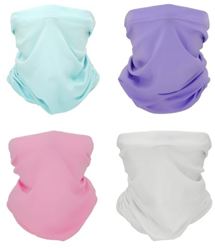 SMEHCF 4 Cooling Neck Gaiters Multipurpose Bandanas for Women Men Headband Balaclava Hair Head Scarf Face Half Mask White Light Purple Pink Sky Blue