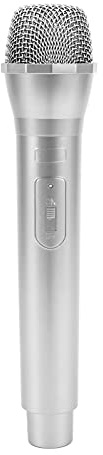 Zerodis Microphone Accessoire Réaliste pour la Pratique du karaoké, Conception de Commutation, Microphone en Plastique Durable pour Les Enfants, Tête de Maillage Texturée Haute densité (Silver)