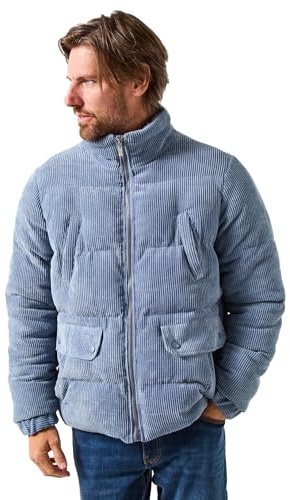 Joe Browns Men's Funnel Neck Winter Quilted Cord Jacket, Blue, M