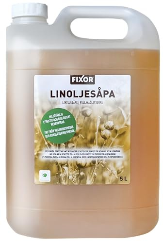 Fixor Linoljesåpa 5 L – Miljövänligt Rengöringsmedel för Golv, Trä, Sten, Altan, Trädäck & Trägolv – Biologiskt Nedbrytbar Såpa för Rengöring Inomhus & Utomhus – Fri från Tillsatser