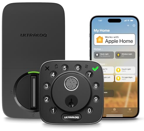 ULTRALOQ Bolt Fingerprint WiFi Smart Lock with Door Sensor, Remote Access | Works with Apple Home, Alexa, Google, SmartThings, Built-in WiFi Keypad Deadbolt, Auto Unlock & Lock, 10-month Battery, BHMA