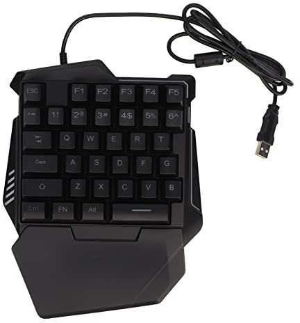 Fockety Clavier de Jeu Mécanique Léger Rvb à Un Uni Main, Clavier de Jeu Professionnel à 35 Touches avec Repos-Poignet, Ergonomique coul.