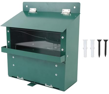 Mangiatoia per scoiattoli, alimentatore in ferro con piastra acrilica trasparente 20,3×15,7×22,9 cm - Attira gli scoiattoli con visibilità del cibo, design a tavolino, montaggio