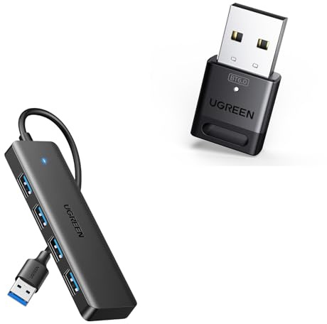 UGREEN USB Bluetooth 6.0 Adaptador para PC y Hub USB 3.0 con 4 Puertos Adaptador Ladron Multipuertos 5Gbps