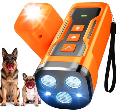 iBurr Dog Bark Deterrent Devices, 6 Modes 3X Ultrasonic Anti Barking Device for Dogs, 33 FT Range Barks No More Indoors Neighbor Outdoors with Flashlight,Dog Training Device