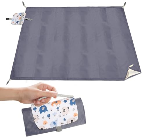 prota Picknickfilt 200 x 150 cm, ultralätt bärbar strandfilt, vattenavvisande och smutsavvisande utomhusfilt, mini picknickfilt för strand, picknick, camping, vandring
