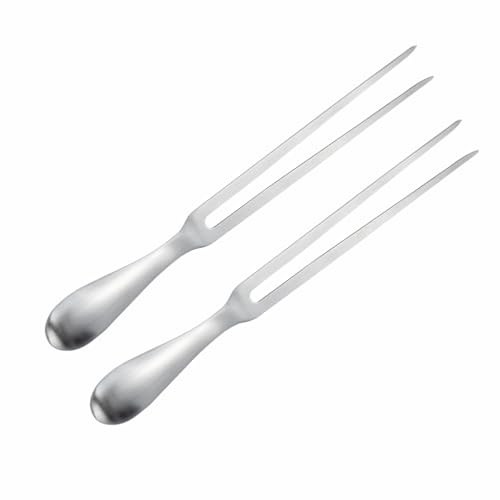 2 stycken köttgafflar liten 304 rostfritt stål, grillgaffel förglasgaffel för grillning BBQ, praktisk stekgaffel rostfri, diskmaskinssäker, perfekt för kött korv grönsaker, silver kökshjälp 27 cm