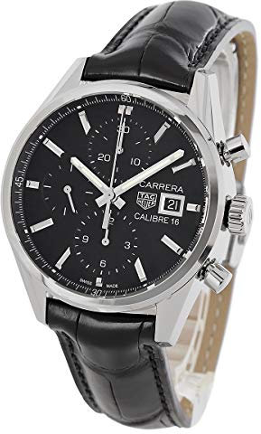 Tag Heuer Carrera Chronograph Alligator Leather Men's CBK2110.FC6266 Black Black Strap, Schwarz, Armband