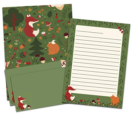Briefpapier Set Kinder DIN A5 Briefpapier Kinder inkl. Umschläge (Waldtiere)