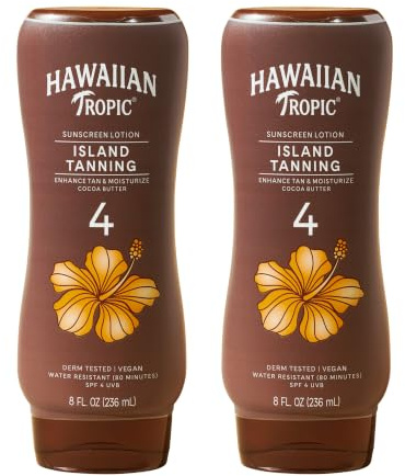 Hawaiian Tropic Island Tanning Lotion, SPF 4, Twin Pack