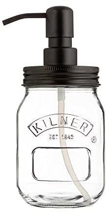 Kilner Liquid Soap & Lotion Dispenser 500ml Glass Jar with Stainless Steel Pump – Durable, Perfect for Kitchen and Bathroom Use