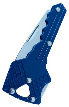 geddid Schlüsselanhänger Messer Schlüssel Messer Schlüsselmesser kleines Taschenmesser klein in Schlüsselform Brieföffner Paketmesser blau