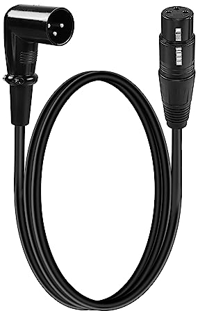 YACSEJAO XLR Mikrofon Rechtwinkliges Kabel 3FT, Stecker zu Buchse 3Pin Mikrofonanschluss für Aktivlautsprecher, Audio Interface oder Mixer (90 Grad Stecker)