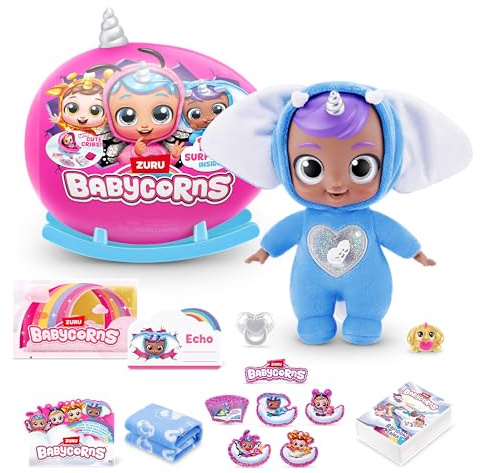 Babycorns serie 1 liten (Echo) från ZURU magiska babydockor, överraskning, upppackning, flicka, docka
