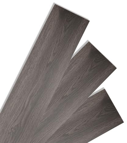 Herrselsam PVC-golvbeläggning självhäftande, 28 plattor ca 4 m² vinyl laminat halkfri vattentät skärbar kakellook golvplattor, 91,5 cm x 15,2 cm tjocklek 1,5 mm (nattek)