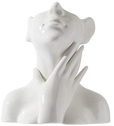 Female Head Vase,Human Body Vase,Small Flower Vase,White Ceramic Vase,Face Vase,Modern Vase for Garden Home Living Room Decor,Table Art Statue Indoor Outdoor (C, Small)