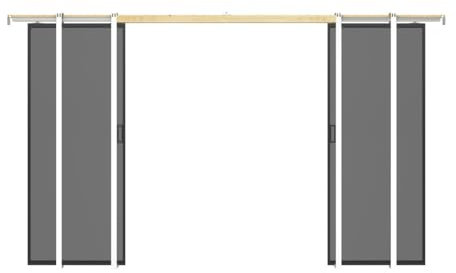 Vente-unique-Puerta corredera doble con riel - aluminio y vidrio templado ahumado - 2 x Alt. 205 x Ancho 73 cm - LINCI II