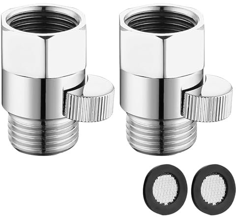 GERUI 2 Stück Duschkopf Absperrventil 1/2 Zoll Wasserstopper Dusche Ventil Duschstopp Wasserverteiler Brause Ventil mit Griff für Dusche Head Handbrause Universal Ersatzteil poliert chrom （Mit Dichtun