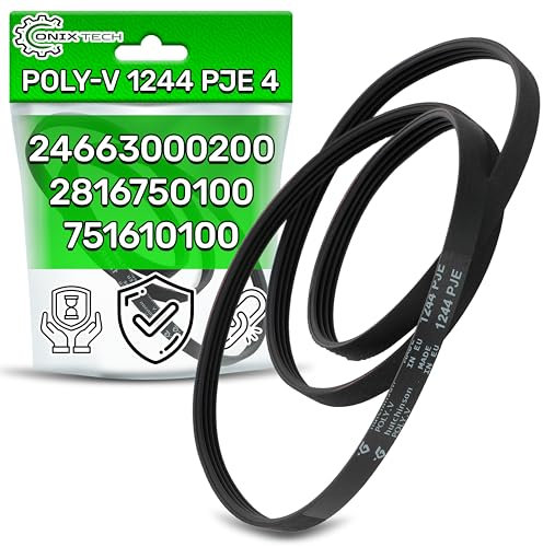 Courroie de Tambour de Machine à Laver Poly-V 1244 PJE 4 avec Code Original 24663000200 2816750100 751610100 pour Beko pour Blomberg pour Arcelik pour Smeg - Garantie de 5 Ans - ONIX TECH