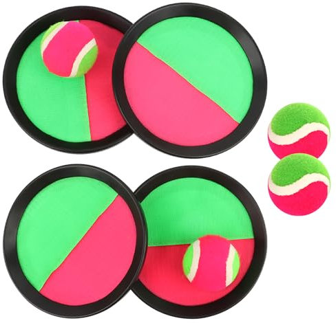 RISVOWO Klebetuch Strandspiele Klebeball Strandspielzeug Wurfspiel mit 4 Schläger und 4 Bälle, Strandspielzeug Klebeball Wasserdicht Outdoor Garten Spielzeug draußen Kinder ab 3 4 5 6 7 Jahr