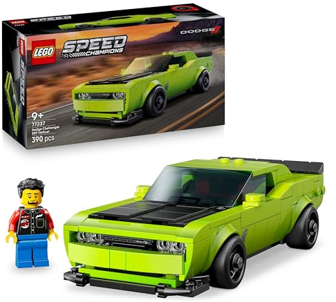 LEGO Speed Champions Dodge Challenger SRT Hellcat Sports Car Toy - Car Model Kit with a Driver Minifigure - Birthday Gift for 9+ Year Old Boys - 77237