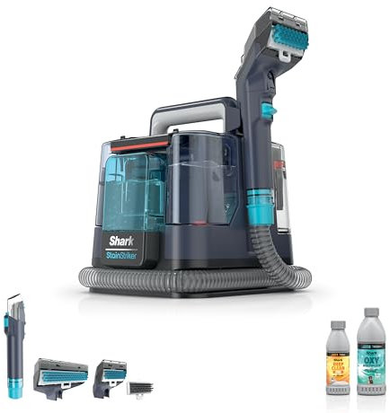 Shark Machine, Portable Upholstery StainStriker, Spot, Stain, & Odor Eliminator, 2 Cleaner Solutions, 3 Tools, Perfect for Pet Hair, for Carpets & Area Rugs, Purple, PX225BRN