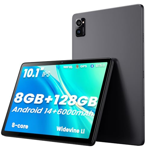 Azeyou Tablet 10 Inch, Octa Core Processor, 8(4+4) GB RAM, 128GB ROM(1TB TF), Widevine L1, WiFi 6 Android Tablet, 6000mAh Battery, Slim Metal Body, HD+ Camera, Rich Sound, BT5.0, 2 Years Warranty