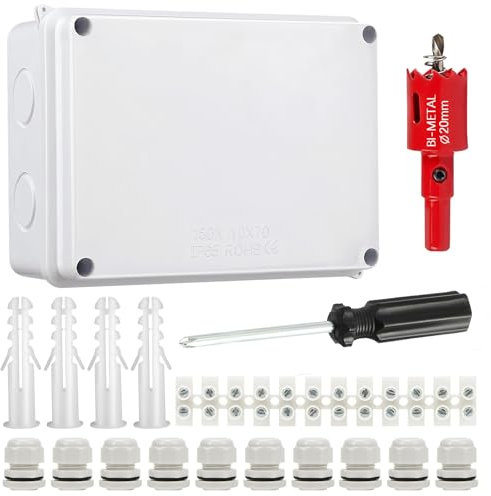 Gloryit Unidades Caja Estanca IP65, con 10 Entradas de Cable, IP65 Caja Conexiones Electricas 150x110x70mm