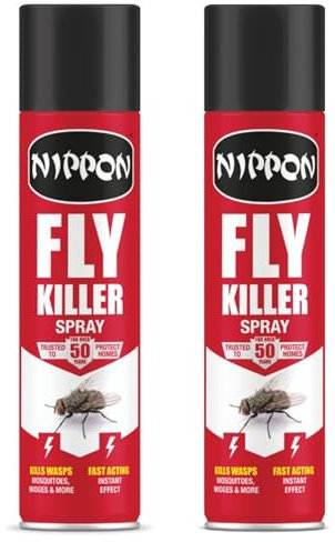 Fly & Wasp Killer Spray 300ml – 2 Pack – Fast-Acting Fly Spray & Wasp Nest Killer – Fly Killer for Home Use – Kills Mosquitoes & Flying Insects